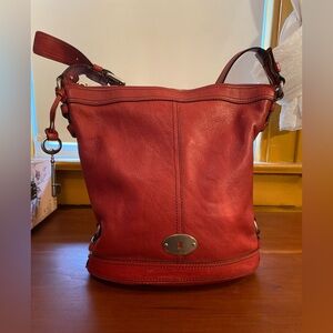 Fossil Red Maddox Leather Shoulder Bag